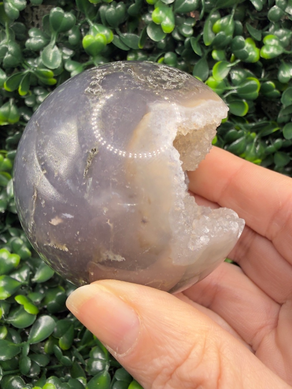 Druzy Moss Agate Sphere 60mm - Picture 4 of 9
